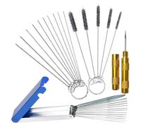 Juinrinet Nettoyant Aiguilles et brosses inoxydables Nettoyage Divers | Aiguilles 0,4-0,8 mm, brosses de largeurs variées; kit polyvalent pour carburateurs et embouts.