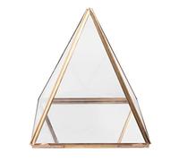 Juinrinet Pyramide Porte- en Verre doré - Rangement Chic pour | Cadre pyramidal en verre doré offre un rangement élégant pour bagues et boucles, parfait comme pièce décorative et pratique.
