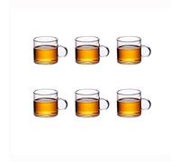 JUJOX Petit Verre Transparent - Boîte de 6 Pièces, 120 ml pour Boissons Chaudes au Thé, Latte, Expresso - Avec Poignée