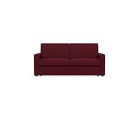 Julia - canapé lit 3 places convertible express couchage quotidien 140 cm matelas 14 cm en tissu - Prune
