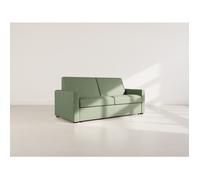 Julia - canapé lit 3 places convertible express couchage quotidien 140 cm matelas 14 cm en tissu - Vert