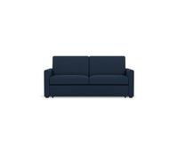 Julia - canapé lit 3 places convertible express couchage quotidien 140 cm matelas 18 cm en tissu - Bleu marine