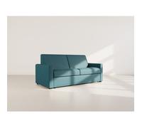 Julia - canapé lit 3 places convertible express couchage quotidien 140 cm matelas 18 cm en tissu - Bleu