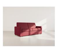 Julia - canapé lit 3 places convertible express couchage quotidien 140 cm matelas 18 cm en tissu - Prune