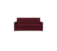 Julia - canapé lit 3 places convertible express couchage quotidien 140 cm matelas 18 cm en tissu - Prune