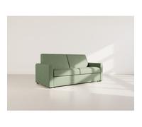 Julia - canapé lit 3 places convertible express couchage quotidien 140 cm matelas 18 cm en tissu - Vert