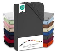 Julido Drap-housse en jersey de coton - 140 x 200 cm - Anthracite - Certifié Oeko-Tex Standard 100 - Doux pour la peau avec élastique - Facile d'entretien, respirant et adapté aux personnes