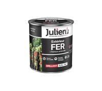 Julien Peinture Fer Anti-Rouille Brillant - Portes, grilles, portails, mobilier de jardin en métal - Noir Brillant 0,5 L