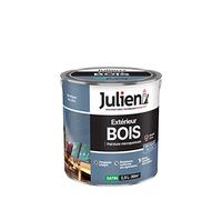 Julien Peinture Bois Microporeux Extérieur Satin - Portes, fenêtres, portails, mobilier de jardin - Bleu Pigeon 2,5 L