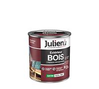 Julien Peinture Bois Microporeux Extérieur Satin - Portes, fenêtres, portails, mobilier de jardin - Rouge Basque 0,5 L