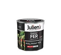 Julien Peinture Fer Anti-Rouille Brillant - Portes, grilles, portails, mobilier de jardin en métal - Noir Brillant 2 L