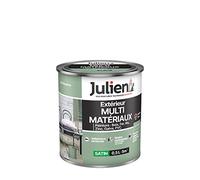 Julien Peinture Multi-Matériaux Satin en phase Aqueuse - Bois, Fer, Alu, PVC, Zinc, Acier galvanisé, brut ou peint - Vert Provence 0,5 L