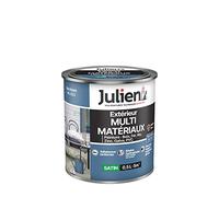 Julien Peinture Multi-Matériaux Satin en phase Aqueuse - Bois, Fer, Alu, PVC, Zinc, Acier galvanisé, brut ou peint - Bleu Distant 0,5 L