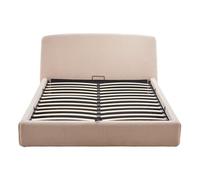 Juliette - lit coffre queen size - 160x200 cm - en tissu bouclette - Beige