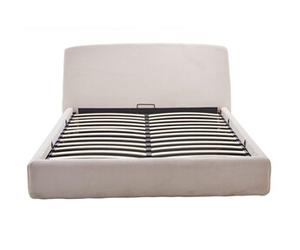 Juliette - lit coffre queen size - 160x200 cm - en velours côtelé - Beige