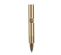 Julihai Mini Stylo en Laiton usiné CNC Stylo de Poche en Laiton 63 Mm Action à Levier fermé Finition Galvanisée Outil d'écriture à Bille Compact pour le Transport Quotidien Voyage Bureau