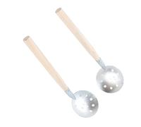 Julihai Pelle à Pêche sur Glace 2 Pièces écumoire en Fer avec Manche en Bois 34 X 8 Cm Trous de Drainage à Tête Dentée Outil de Récupération Léger pour Les Pêcheurs d'hiver Nettoyage des Trous de