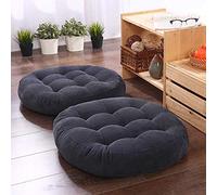 Julycoolmall Coussin de siège japonais en coton épais Tatami, tapis de sol rond épais en pouf Futon, coussin tufté de méditation pour yoga et balcon (gris foncé, 42x42x5cm - 2 pièces)
