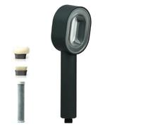 Julymoda Pommeau de douche 3 en 1 avec filtre - Douchette à main 3 en 1 avec brosse de nettoyage/éponge - Massage haute pression - Économie d'eau - Pour eau dure - Noir