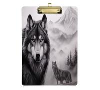 JUMBEAR Porte-bloc gris en forme de loup, 31,8 x 22,9 cm, format lettre standard A4, porte-bloc rigide avec clip en métal, pour infirmières, étudiants, bureau