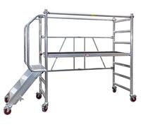 JUMBO Homcom Échafaudage roulant avec escalier et balustrade, hauteur de travail jusqu'à 3 m