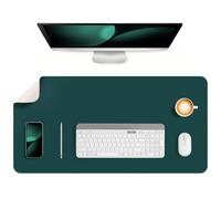 Jumdast Sous-main, Tapis de Bureau Antidérapant Imperméable Double Face | Tapis de Souris Sous Main bureau Cuir Bloc-notes de Bureau étanche pour le Bureau et la Maison (80 x 40 cm, Vert/Ivoire)