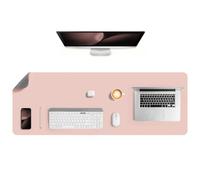 Jumdast Sous-main, Tapis de Bureau Antidérapant Imperméable Double Face | Tapis de Souris Sous Main bureau Cuir Bloc-notes de Bureau étanche pour le Bureau et la Maison (120 x 43 cm, Rose Gris)