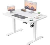 JUMMICO Bureau Assis Debout Électrique 100×60 cm, Bureau Électrique avec Chargeur USB, Bureau Réglable en Hauteur