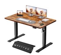 JUMMICO Bureau Assis-Debout Électrique 120x60cm, USB & 2 Mémoires, Marron | Moteur Silencieux, Surface Anti-Rayures, Structure Métal Stable. Idéal pour Télétravail & Gaming, Hauteur 72-116 cm