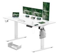 JUMMICO Bureau Assis Debout Électrique 160×80cm, Bureau Électrique avec Chargeur Type-C Organiseur de Câbles et 3 Positions Mémorisables Réglable en Hauteur pour Bureau, Télétravail, Blanc