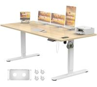 JUMMICO Bureau Assis Debout Électrique 160×80cm, Bureau Électrique avec Chargeur USB, Organiseur de Câbles et 3 Positions Mémorisables, Bureau Réglable en Hauteur (160×80cm,Beige)