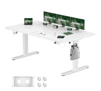 JUMMICO Bureau Assis Debout Électrique 180×80cm, Bureau Électrique avec Chargeur Type-C, Organiseur de Câbles et 3 Positions Mémorisables, Bureau Réglable en Hauteur (180×80cm,Blanc)