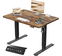 JUMMICO Bureau Assis Debout Électrique avec USB, 100 x 60 cm, Bureau Ordinateur Réglable en Hauteur avec Mémoire, Standing Desk Ergonomique pour Bureau et Télétravail, Marron