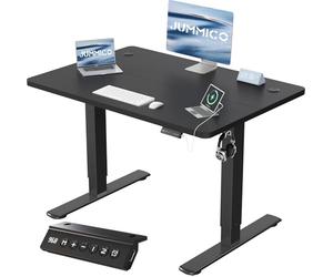 JUMMICO Bureau Assis Debout Électrique avec USB, 100 x 60 cm, Bureau Ordinateur Réglable en Hauteur avec Mémoire, Standing Desk Ergonomique pour Bureau et Télétravail, Negro