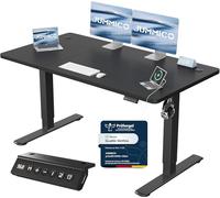 JUMMICO Bureau Assis Debout Électrique avec USB, 140 x 60 cm, Bureau Ordinateur Réglable en Hauteur avec Mémoire, Standing Desk Ergonomique pour Bureau et Télétravail, Negro