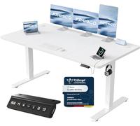 JUMMICO Bureau Assis Debout Électrique avec USB, 160 x 70 cm, Bureau Ordinateur Réglable en Hauteur avec Mémoire, Standing Desk Ergonomique pour Bureau et Télétravail, Blanco