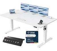 JUMMICO Bureau Assis Debout Électrique avec USB, 180 x 80 cm, Bureau Ordinateur Réglable en Hauteur avec Mémoire, Standing Desk Ergonomique pour Bureau et Télétravail, Blanco