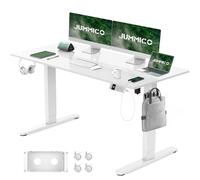 JUMMICO Bureau électrique réglable en Hauteur avec Station de Charge et Gestion des câbles Ergonomique réglable en Hauteur 140 x 70 cm Blanc