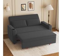 JUMMICO Canapé Convertible 2 Places Tissu côtelé Réglable 75×160×93cm | Causeuse Moderne avec Dossier Réglable, Structure Solide 150 kg, pour Intérieur Contemporain, Couleur Bleu-Noir