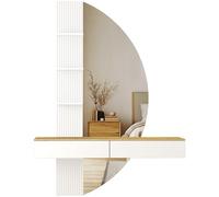 JUMMICO Coiffeuse Murale Flottante avec Miroir HD à éclairage LED, variateur Tactile et 3 températures de Couleur, équipée de tiroirs de Rangement (Blanc)