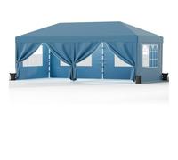 JUMMICO Gazebo 3x6m Pieghevole, Altezza Regolabile, Struttura Stabile, Copertura Esterna Resistente e Impermeabile, Con Pareti Laterali, Con 4 Sacchi di Sabbia di Peso e Sacca da Trasporto, Blu