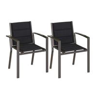 JUMMICO Lot de 2 Chaises de Jardin en Aluminium avec Assise et Dossier Moelleux ｜ Empilables ｜ Rangeables sous Table ｜ Charge 160 kg ｜ Idéales pour Salon de Jardin Extérieur, Cour et Balcon,Marron