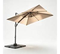 JUMMICO Parasol Déporté Carré 270×270 cm en Aluminium, Toile UPF 50+ Anti-UV, Rotation 360° & Inclinable, avec Housse de Protection pour Jardin Terrasse Balcon, Beige