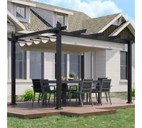 JUMMICO Pergola 3x4 Imperméable avec Toit Rétractable, Résistante aux UV et à l'eau, Idéale pour Jardin, Terrasse, Balcon, Cour et Piscine Extérieure