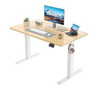 JUMMICO Réglable en Hauteur Bureau Assis Debout Assis Debout électrique Réglable en Hauteur Bureau avec Fonction Mémoire avec Crochet 100x60cm Beige