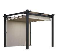JUMMICO Tonnelle 3x3 avec Toit Rétractable & Murs Latéraux, Traitement Anti-UV et Revêtement Imperméable, Idéale pour Jardin, Terrasse, Cour et Activités Extérieures, Beige