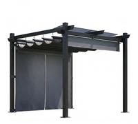 JUMMICO Tonnelle 3x3 avec Toit Rétractable & Murs Latéraux, Traitement Anti-UV et Revêtement Imperméable, Idéale pour Jardin, Terrasse, Cour et Activités Extérieures, Gris