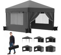JUMMICO Tonnelle Pliante 3x3m Moustiquaire Aérée Anti-Insectes - Gris | Robuste et Durable - Imperméable et Anti-UV - Installation et Rangement Rapides - Idéale Cour, Balcon, Camping et Jardin