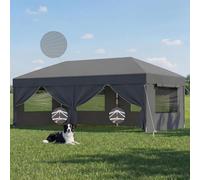 JUMMICO Tonnelle Pliante 3x6m Moustiquaire Aérée Anti-Insectes - Gris | Robuste et Durable - Imperméable et Anti-UV - Installation et Rangement Rapides - Idéale Cour, Balcon, Camping et Jardin