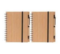 JUMPLAWN 2 Ensembles Cahier à Spirale en Bambou, Lot de Sets | Papier, Marque-page Intégré, Style Simple et Élégant, pour Enseignants et Personnel de Bureau